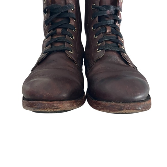 Frye Men's Bowery Lace-Up Side-Zip Boots - Size 9.5 - Brown Antiqued Leather - Picture 9 of 16